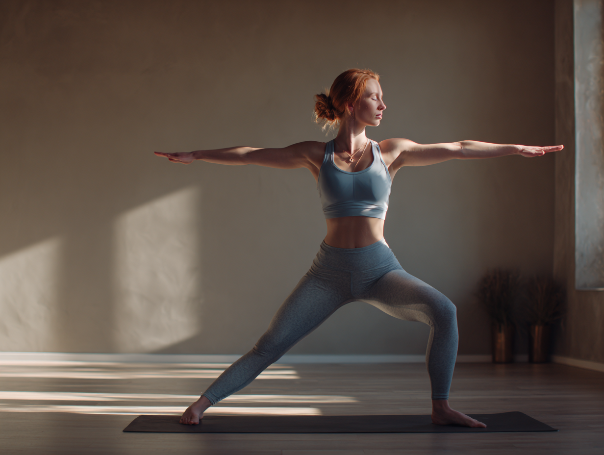 Жінка в позі медитації на заході сонця